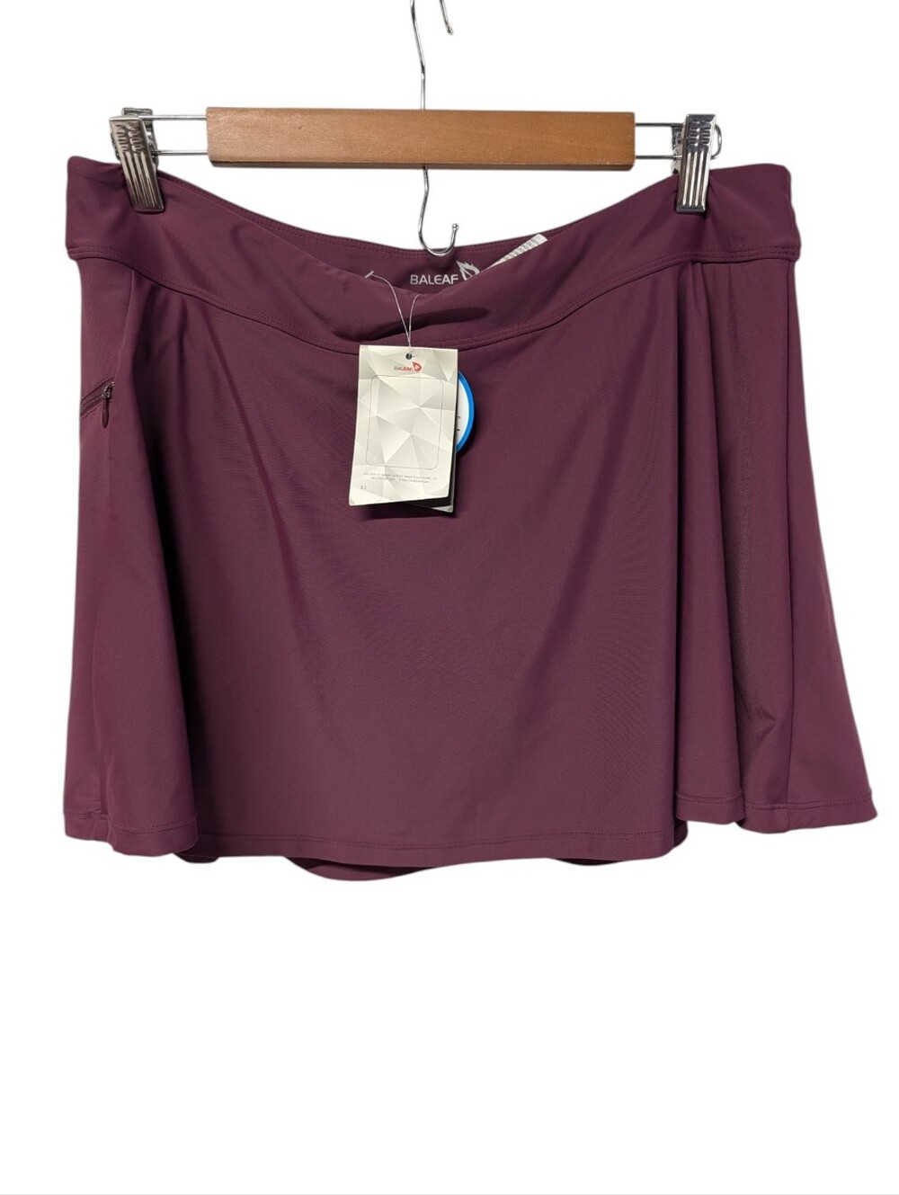Baleaf UPF 50+ Women's Skort Athletic Skiort Maroon Burgundy Swimwear XL NWT